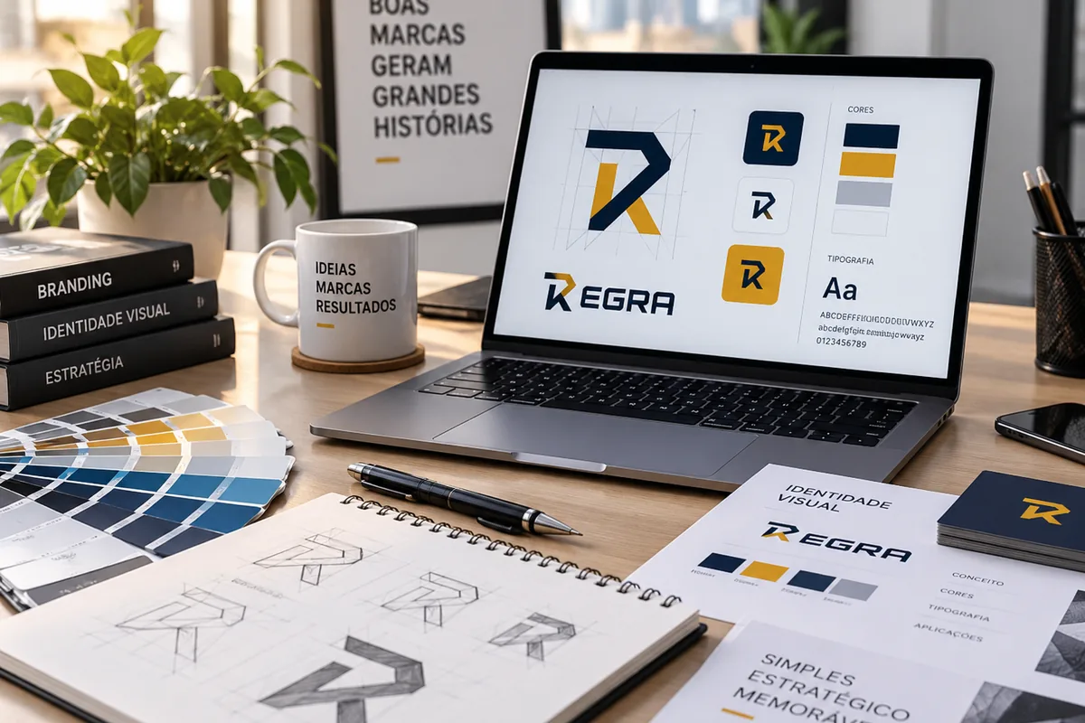 Criação de logo e identidade visual com paleta de cores e tipografia